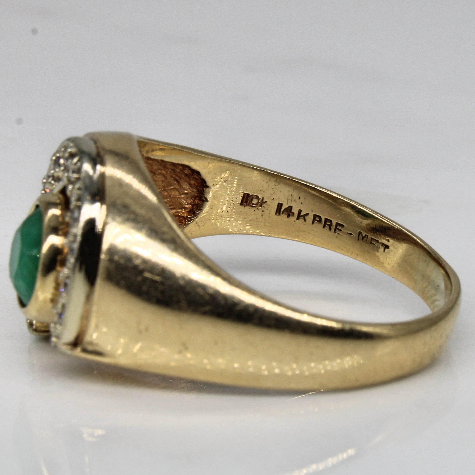 Emerald & Diamond Horse Shoe Ring | 1.10ct, 0.13ctw | SZ 11 |