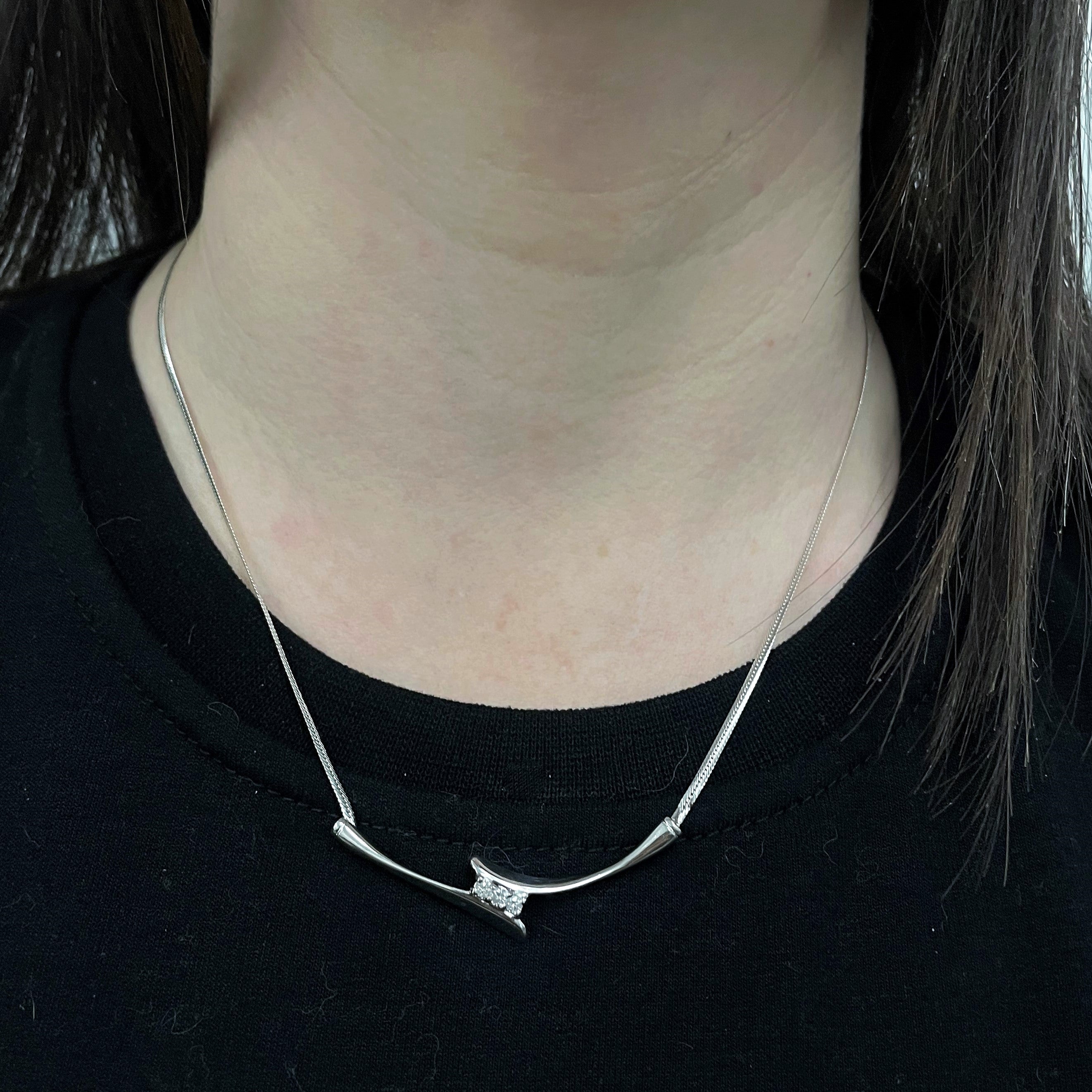 Bypass Three Stone Diamond Necklace | 0.13ctw | 18"|