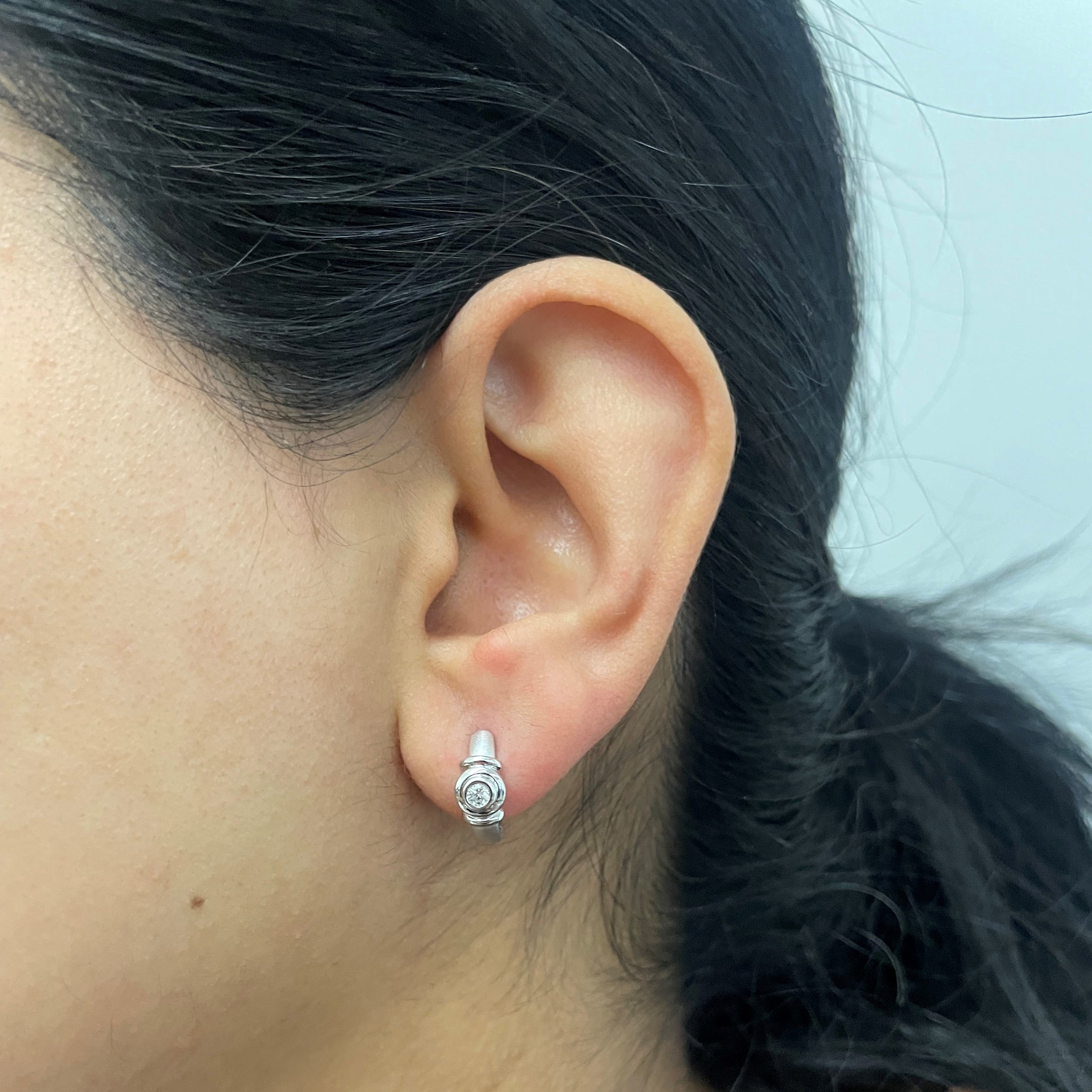 Bezel Set Diamond Huggie Earrings | 0.10ctw |