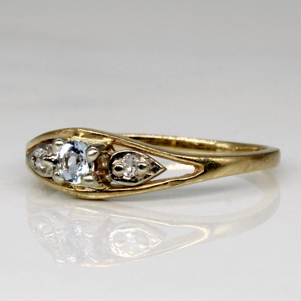 Aquamarine & Diamond Three Stone Ring | 0.05ct, 0.01ctw | SZ 4.5 |