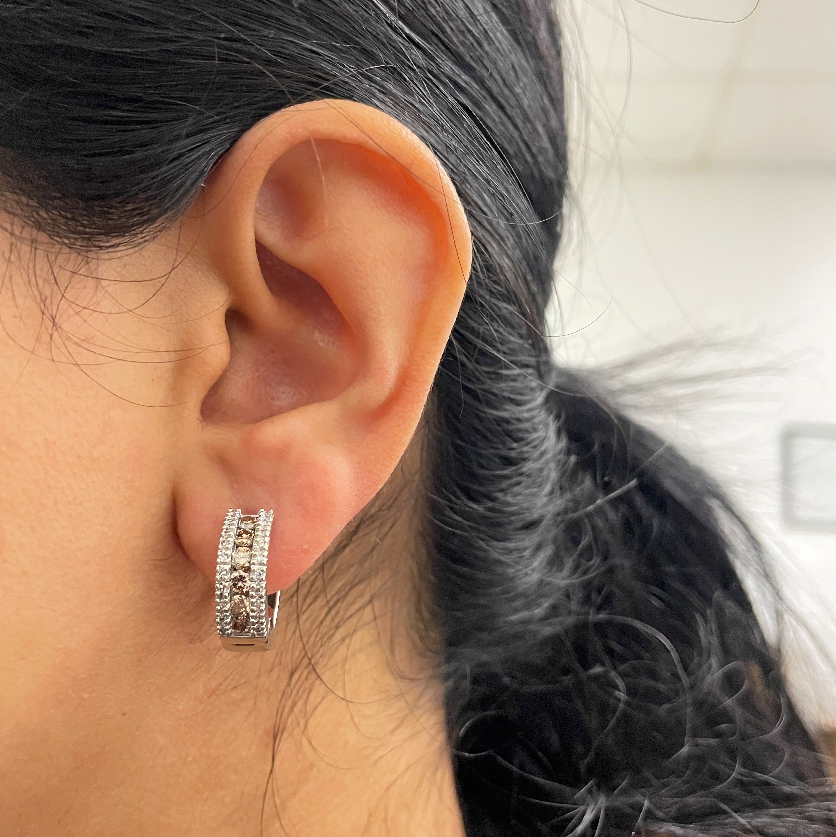 Channel Set Diamond Huggie Earrings | 1.04ctw |