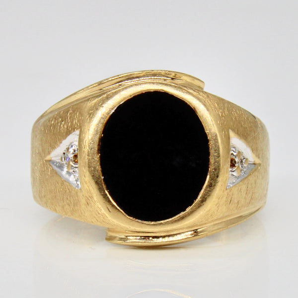 Black Onyx & Diamond Brushed Finish Ring | 1.50ct, 0.02ctw | SZ 8.25 |