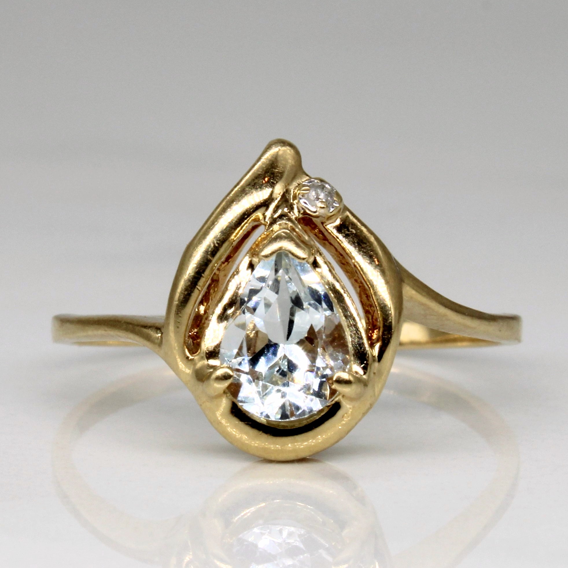 Synthetic Aquamarine & Diamond Ring | 0.70ct, 0.01ct | SZ 8.5 |