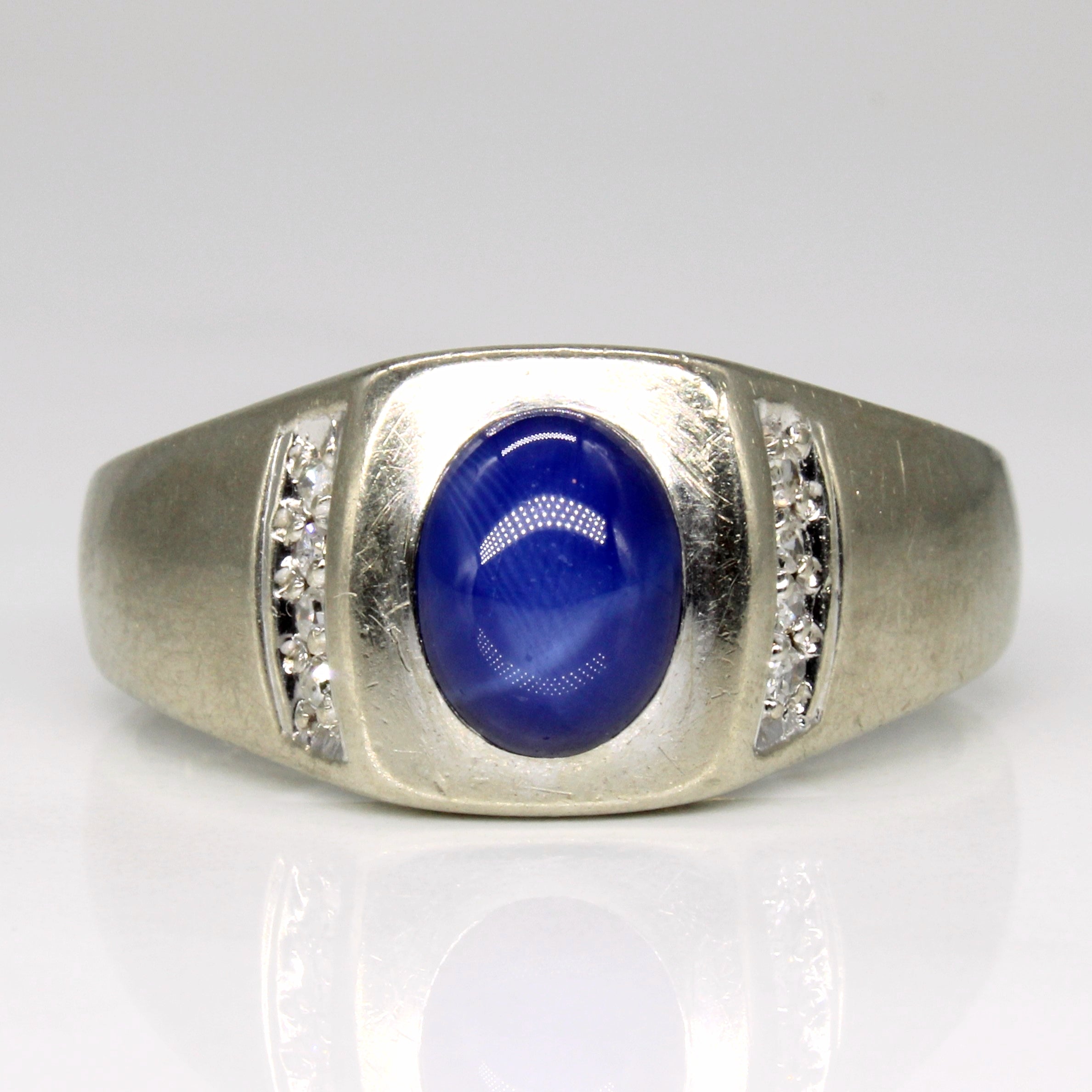 Synthetic Star Sapphire & Diamond Ring | 2.10ct, 0.08ctw | SZ 12.75 |