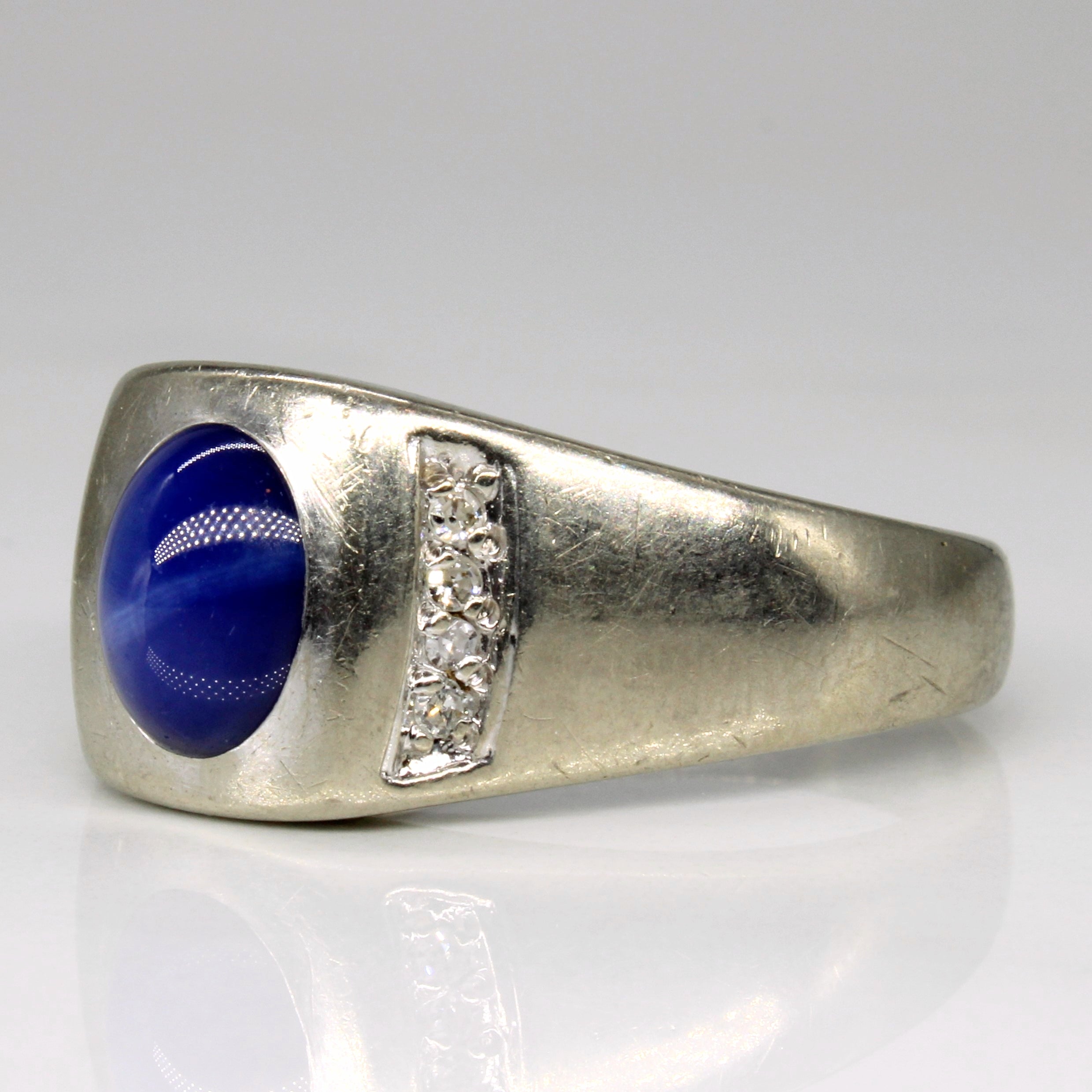 Synthetic Star Sapphire & Diamond Ring | 2.10ct, 0.08ctw | SZ 12.75 |