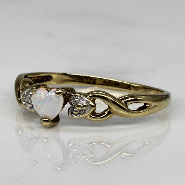 Cabochon Opal Heart Ring | 0.12ct | SZ 6.75 |