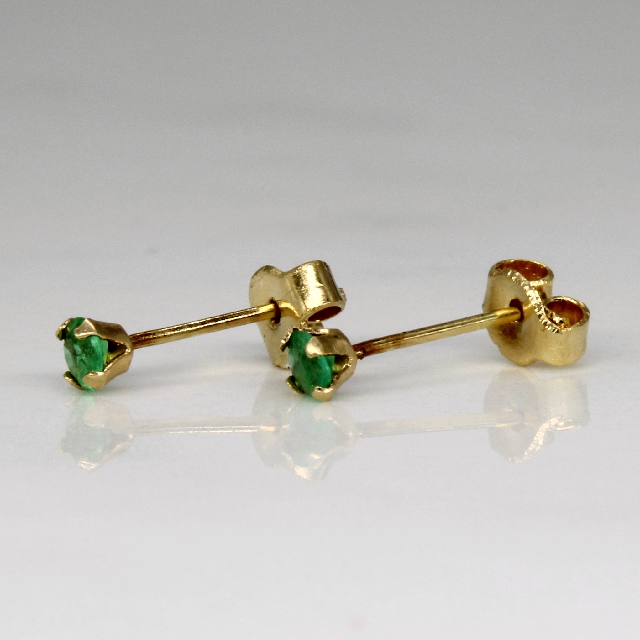 Synthetic Emerald Stud Earrings | 0.07ctw |