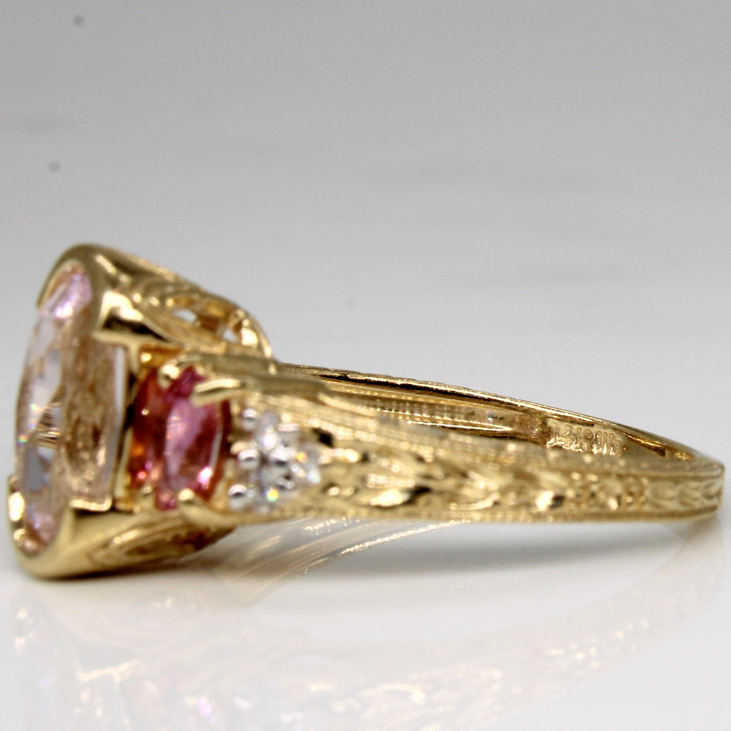 Kunzite & Tourmaline Three Stone Ring | 1.89ctw | SZ 7 |