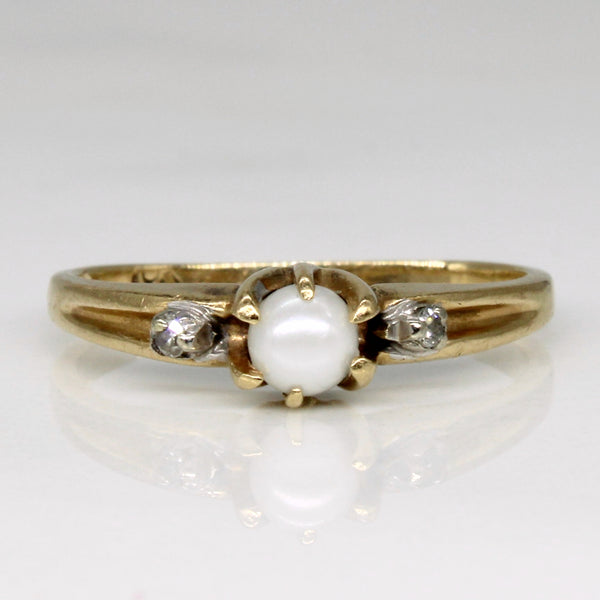 Pearl & Diamond Ring | 0.01ctw | SZ 4.5 |
