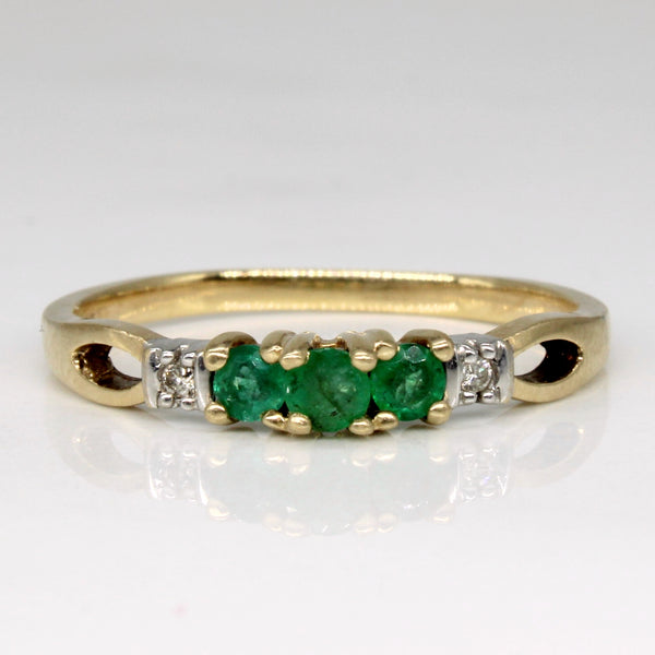 10k Yellow Gold Emerald & Diamond Ring | 0.15ctw, 0.01ctw | SZ 8 |