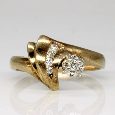 Abstract Diamond Bypass Ring | 0.11ctw | SZ 7.25 |