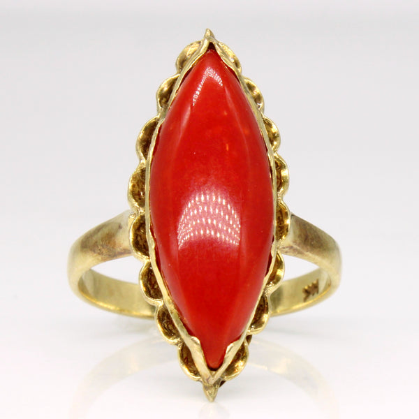 Coral Navette Cocktail Ring | 5.72ct | SZ 7.25 |