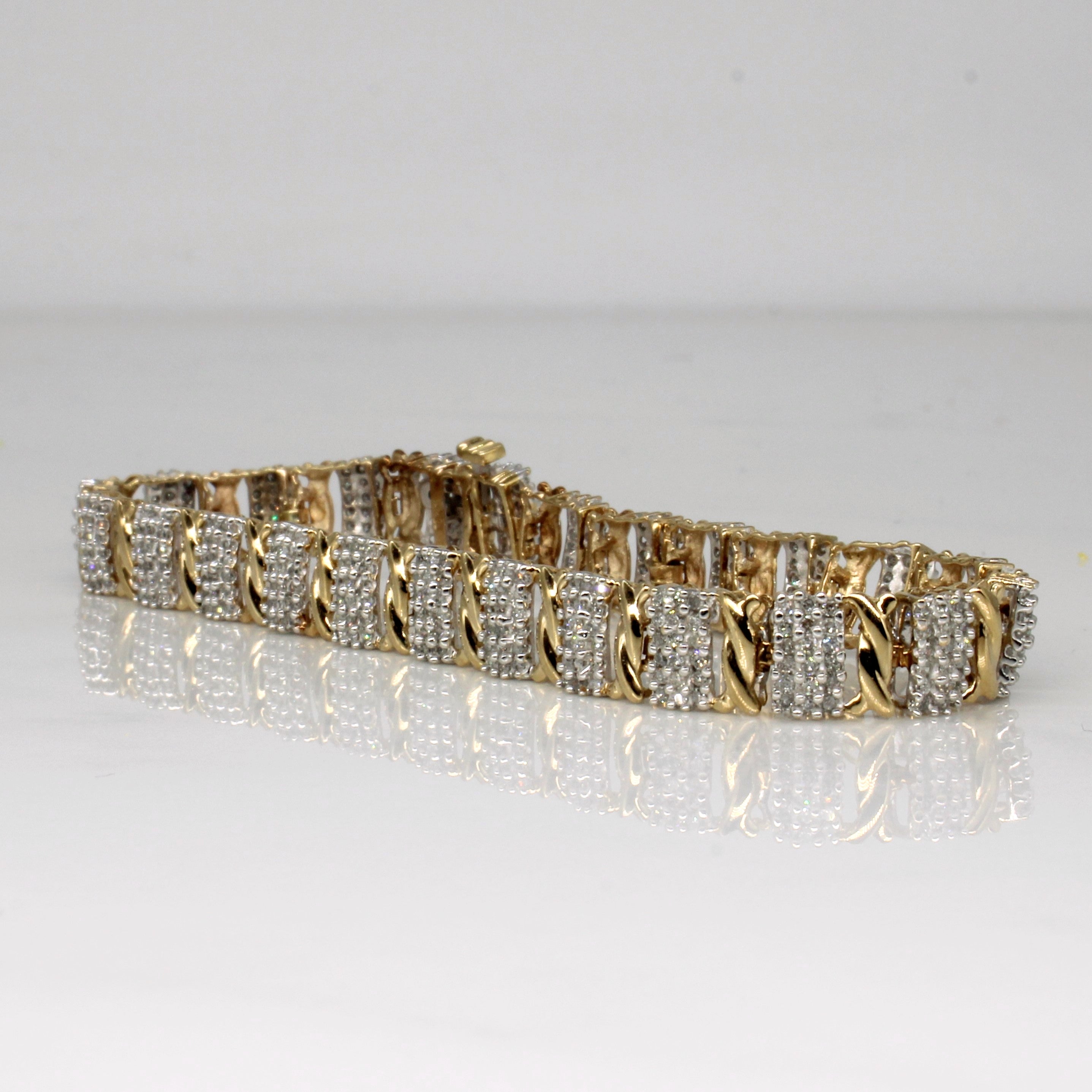Grid Set Diamond Bracelet | 1.75ctw | 7" |