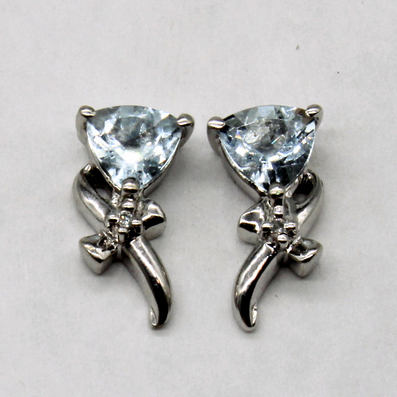 Aquamarine & Diamond Stud Earrings | 0.65ctw, 0.01ctw |