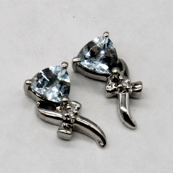 Aquamarine & Diamond Stud Earrings | 0.65ctw, 0.01ctw |