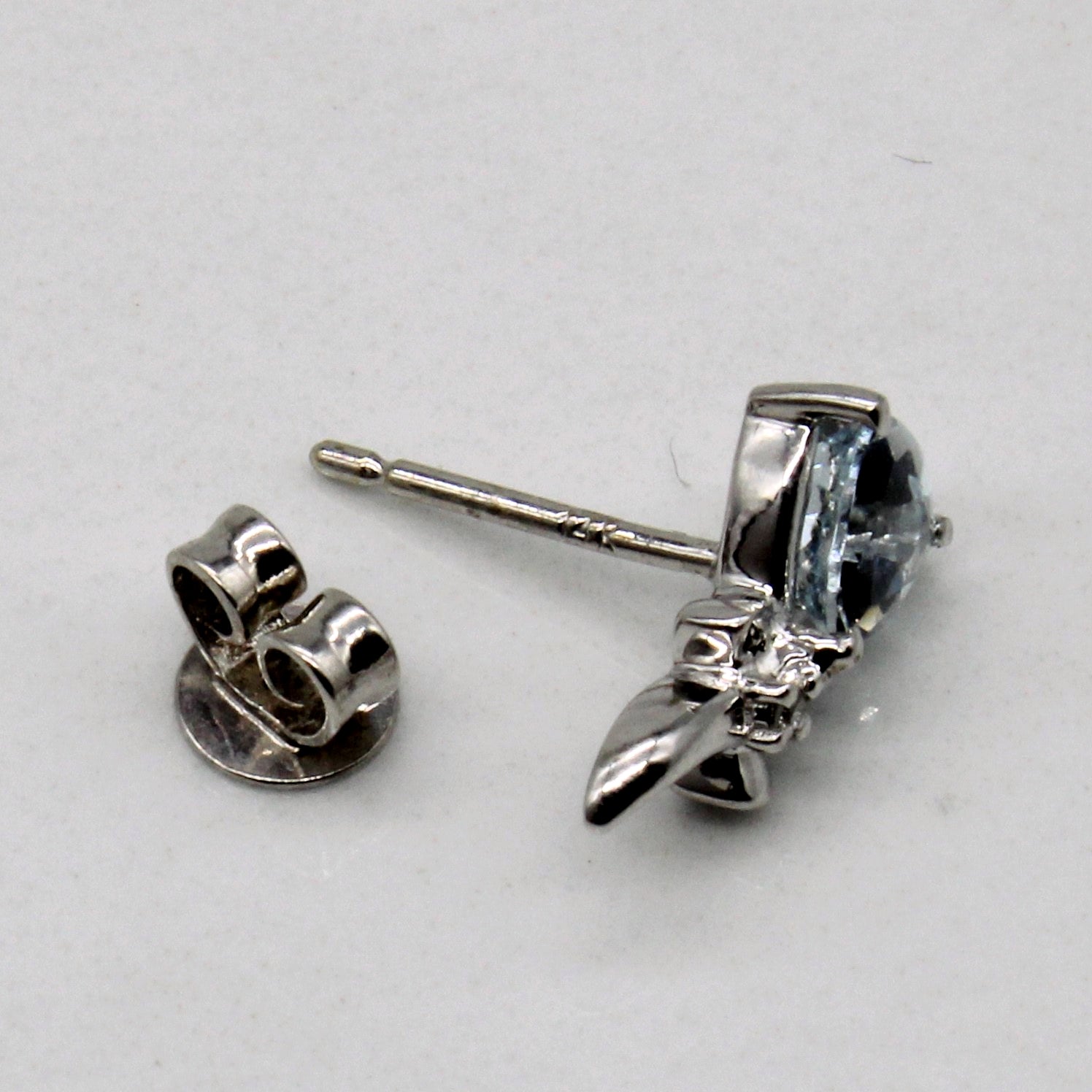 Aquamarine & Diamond Stud Earrings | 0.65ctw, 0.01ctw |