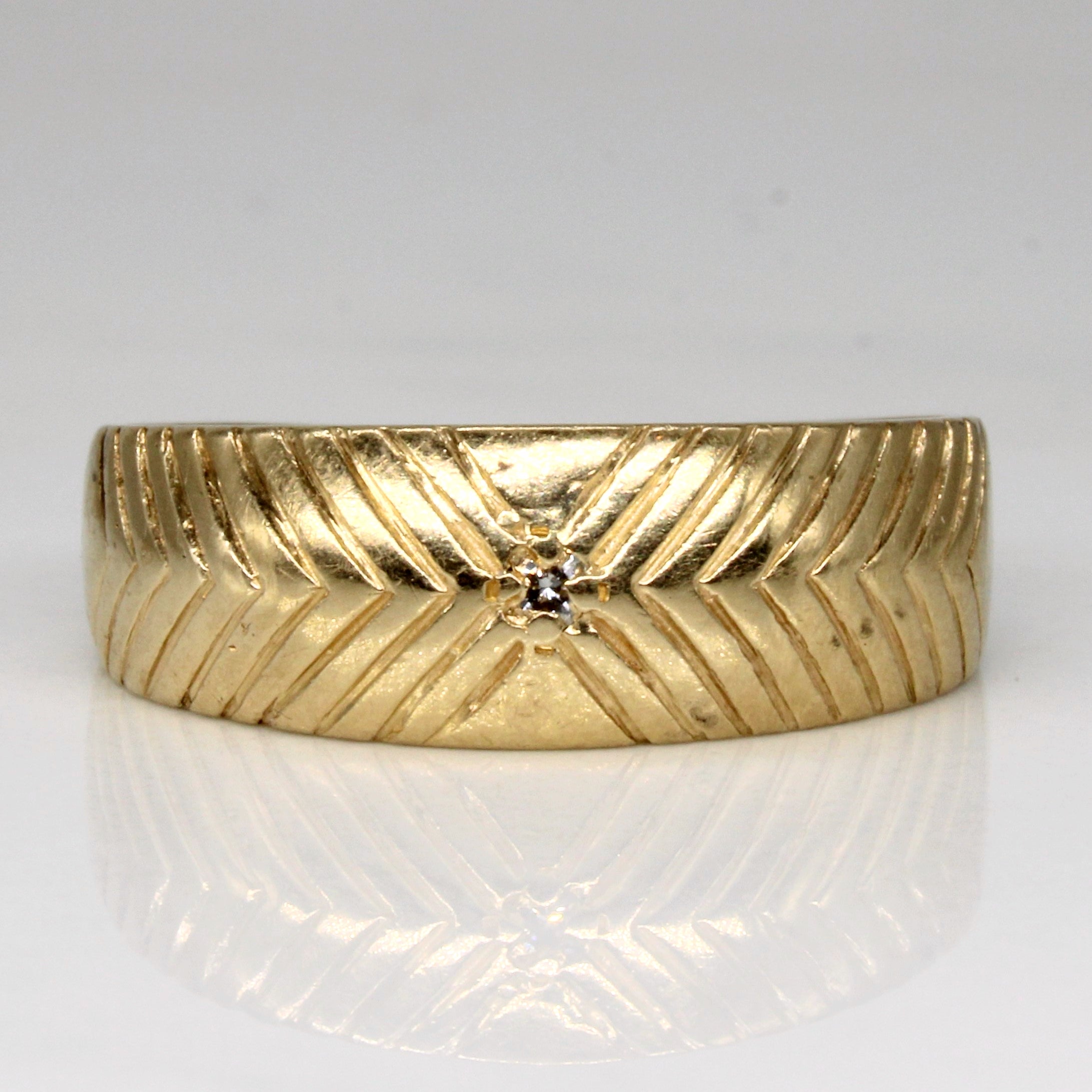 Bague solitaire texturée en diamant | 0,02 ct | Taille 10,25 | 