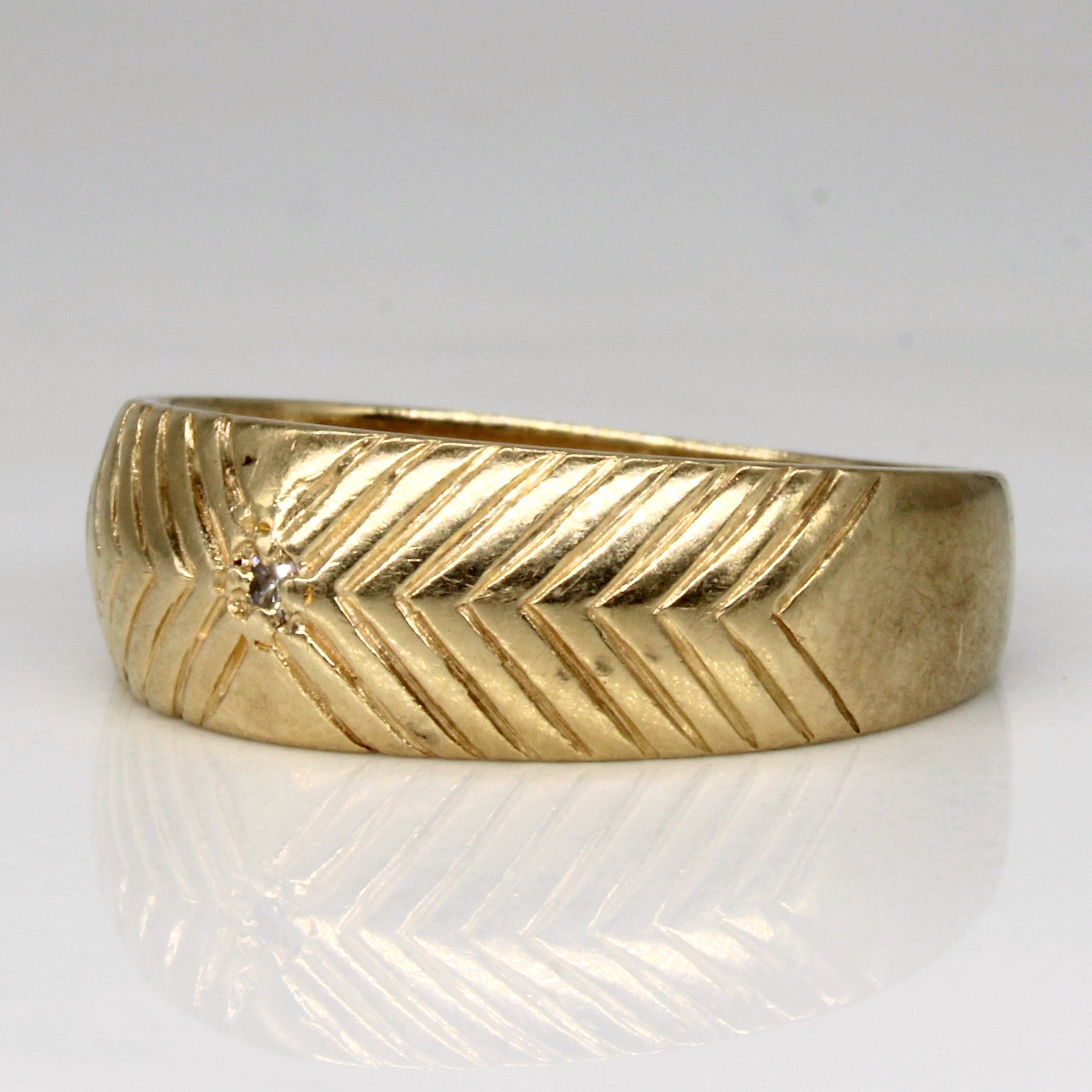 Bague solitaire texturée en diamant | 0,02 ct | Taille 10,25 | 