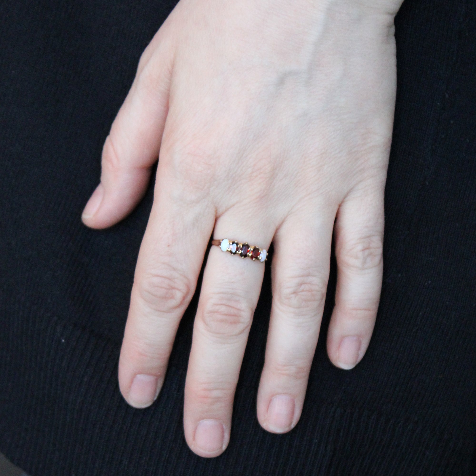 Garnet & Opal Ring | 0.58ctw, 0.24ctw | SZ 8 |