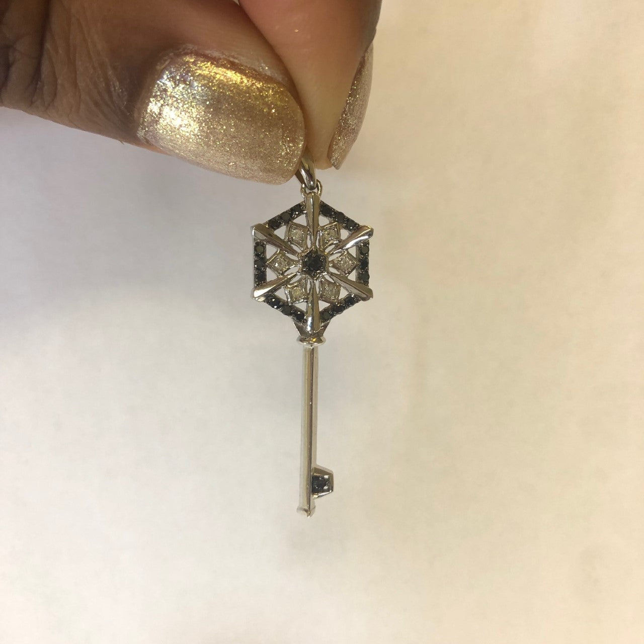Black & White Diamond Key Pendant | 0.25ctw |