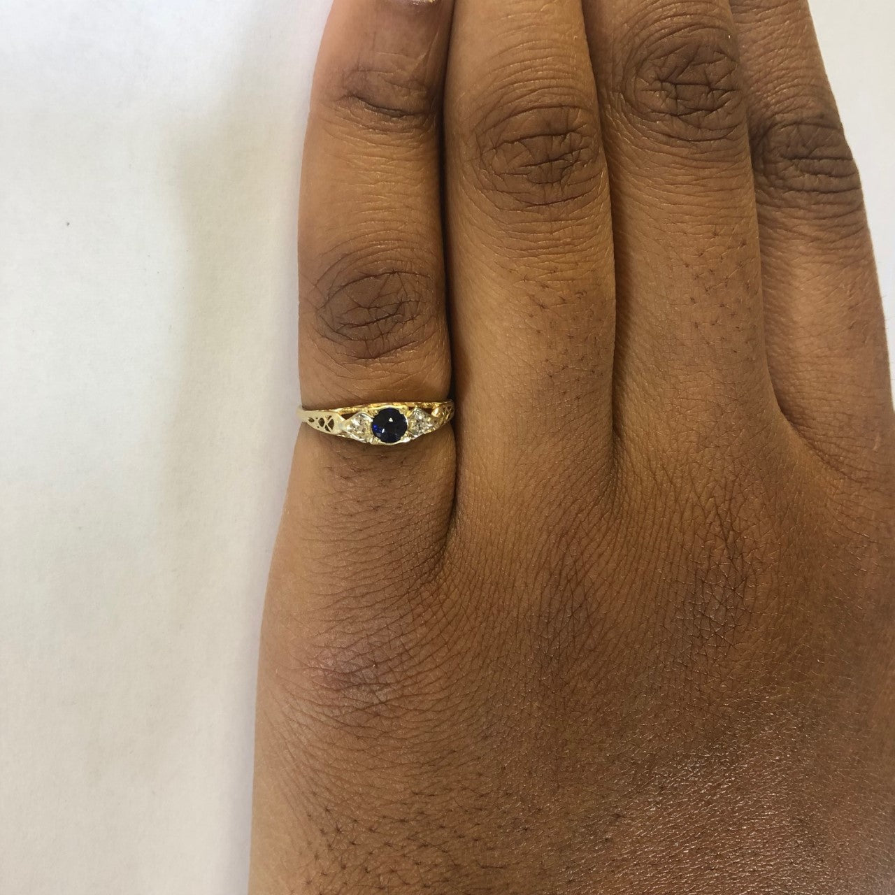 Diamond & Sapphire Filigree Ring | 0.04ctw, 0.18ct | SZ 5.5 |