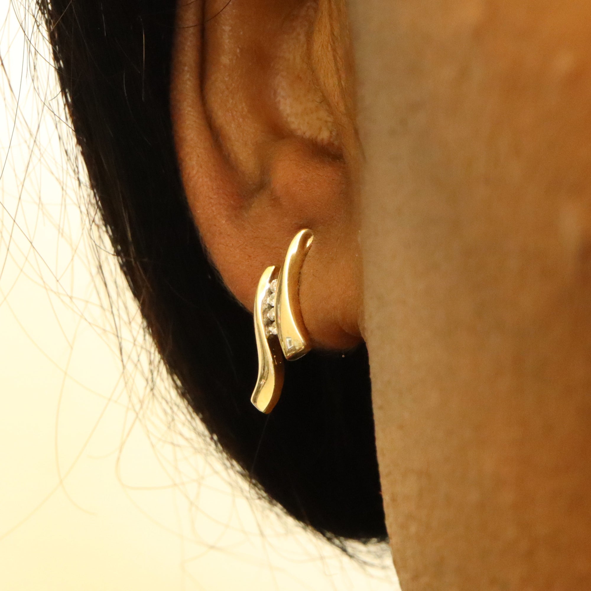 Wavy Diamond Channel Stud Earrings | 0.08ctw |