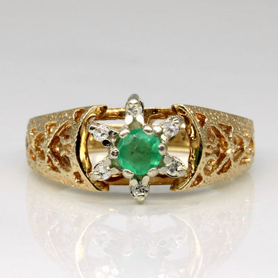 Open Shank Emerald & Diamond Ring | 0.15ct, 0.06ctw | SZ 6.5 |