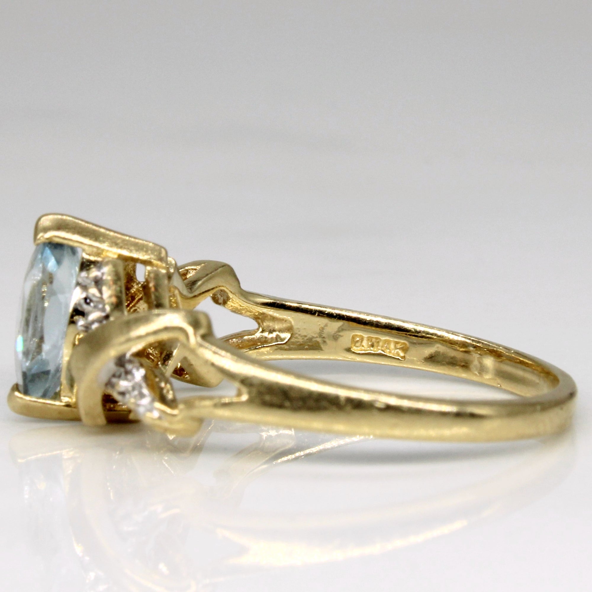 Marquise Aquamarine & Diamond Bypass Ring | 0.50ct, 0.01ctw | SZ 6.25 |