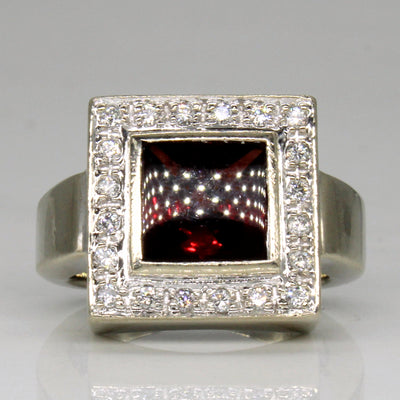 Garnet & Diamond Halo Set Cocktail Ring | 2.52ct, 0.20ctw | SZ 4 |