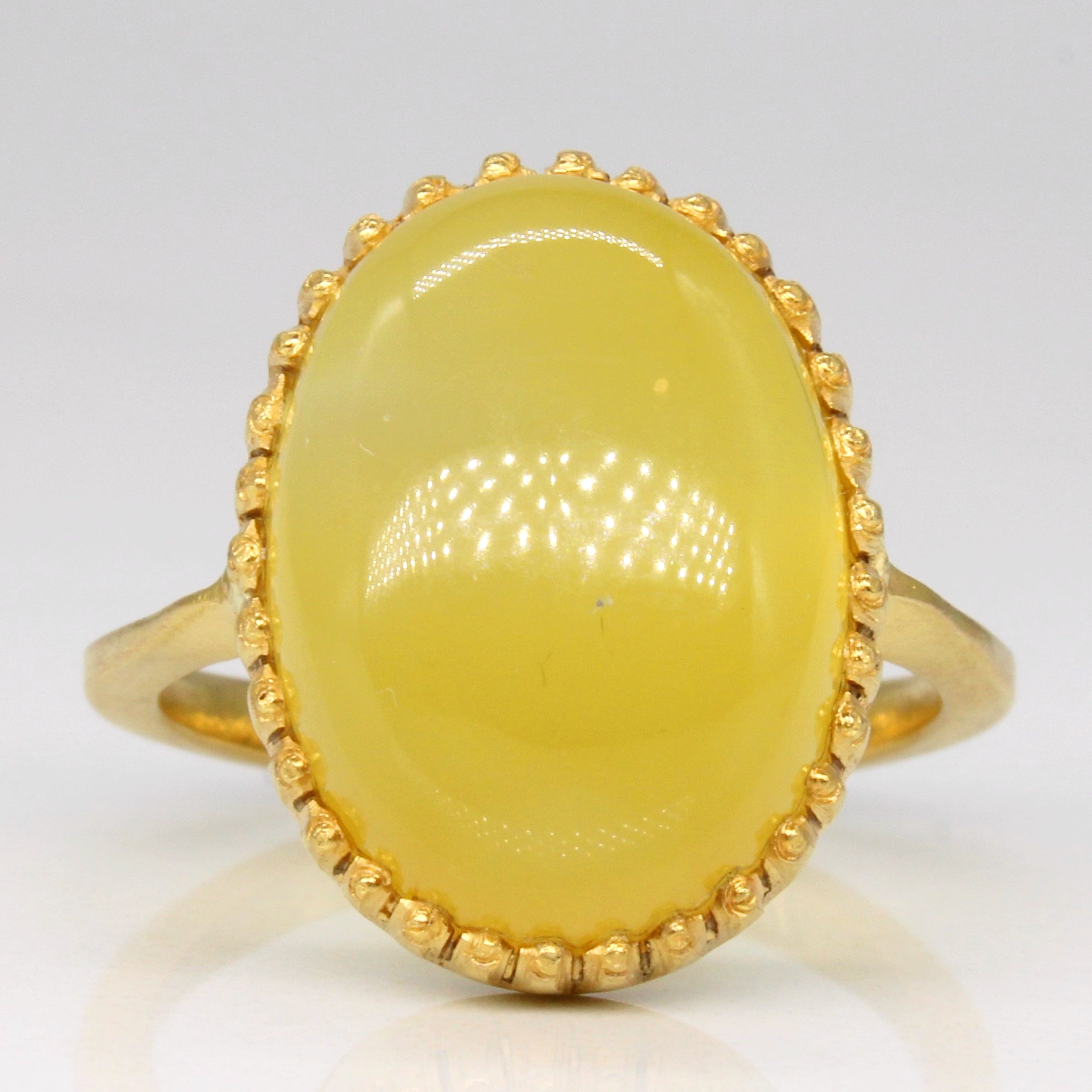 Bague cocktail en calcédoine jaune | 9,75 ct | Taille 6,5 | 
