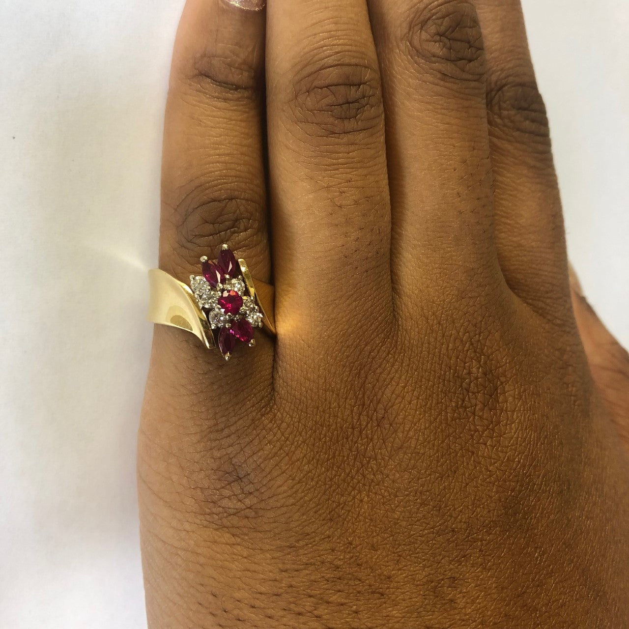 Mixed Cut Ruby Cascade Bypass Ring | 0.24ctw, 0.70ctw | SZ 7.25 |