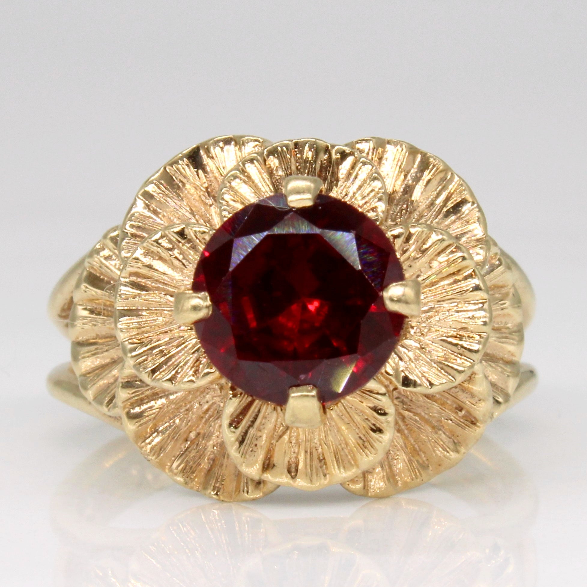 Synthetic Ruby Cocktail Ring | 2.20ct | SZ 7.25 |