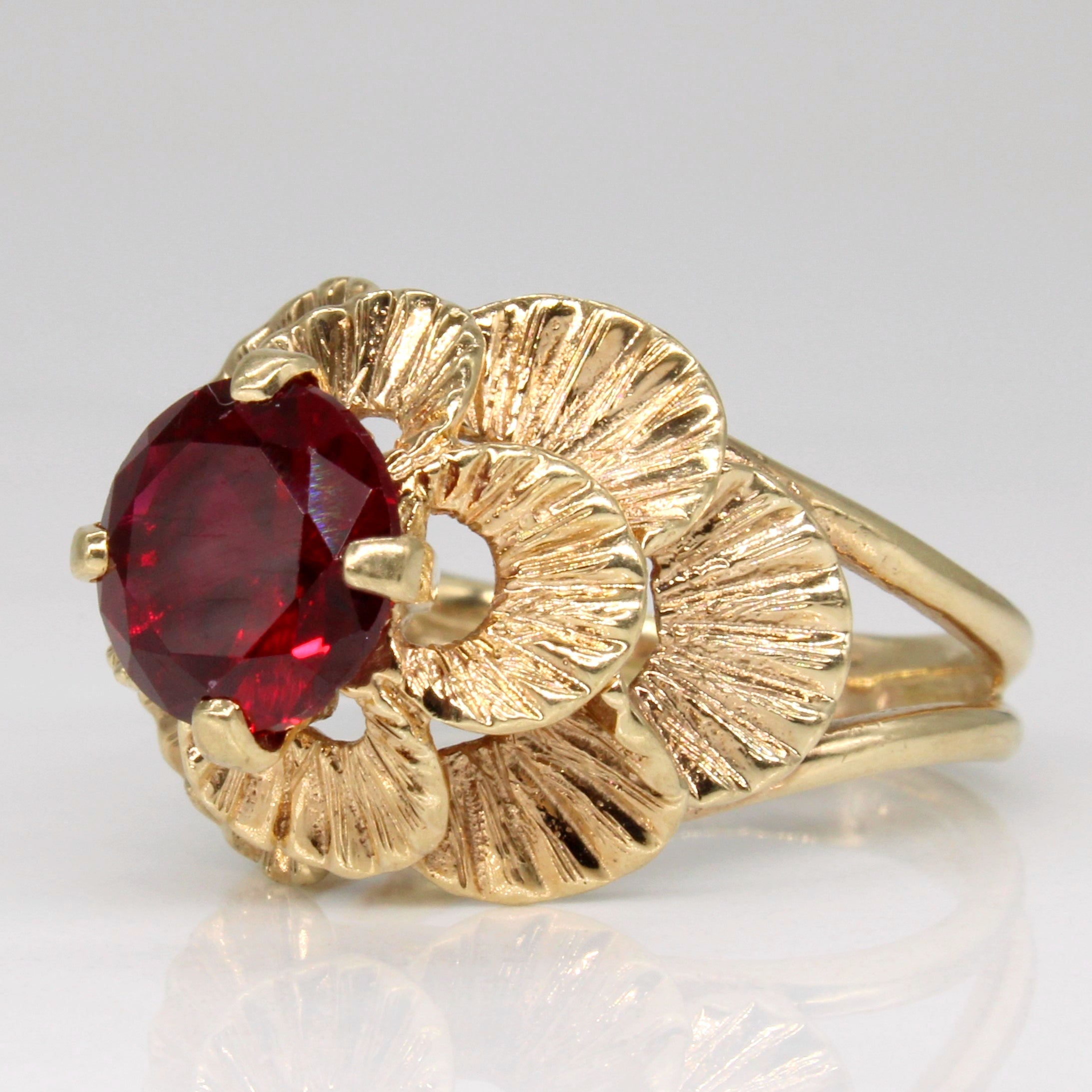 Synthetic Ruby Cocktail Ring | 2.20ct | SZ 7.25 |
