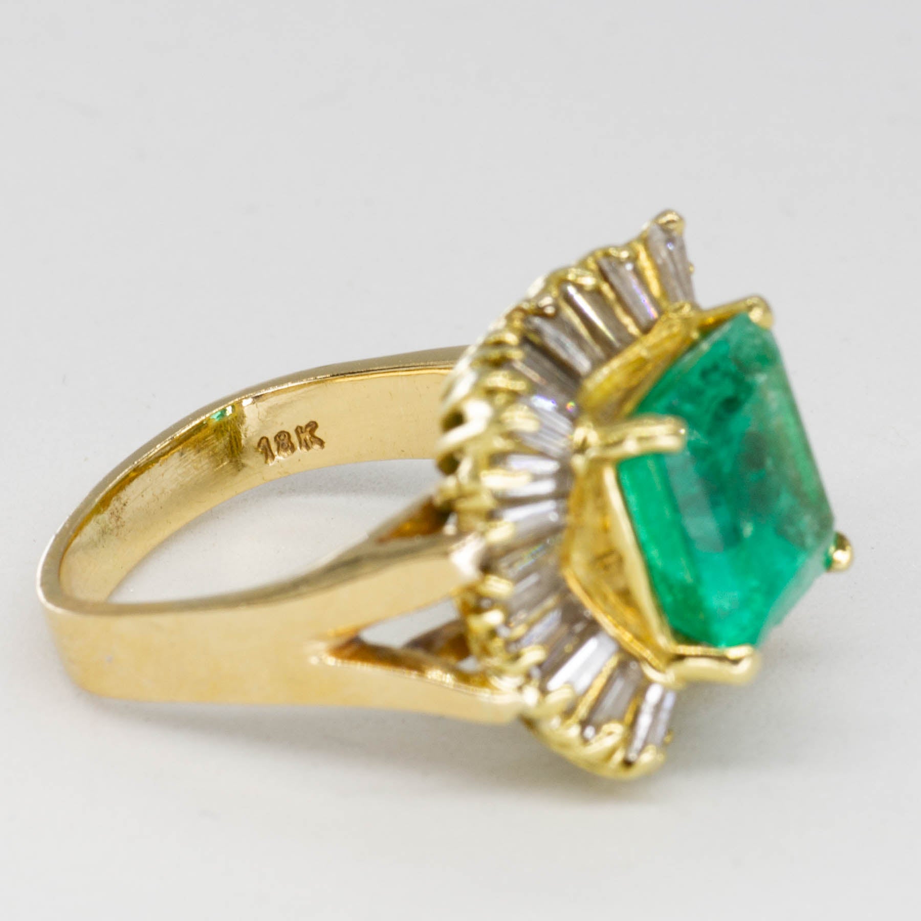 Asscher Cut Emerald & Diamond Halo Ring | 3.85ctw, 0.75ctw | SZ 5 |