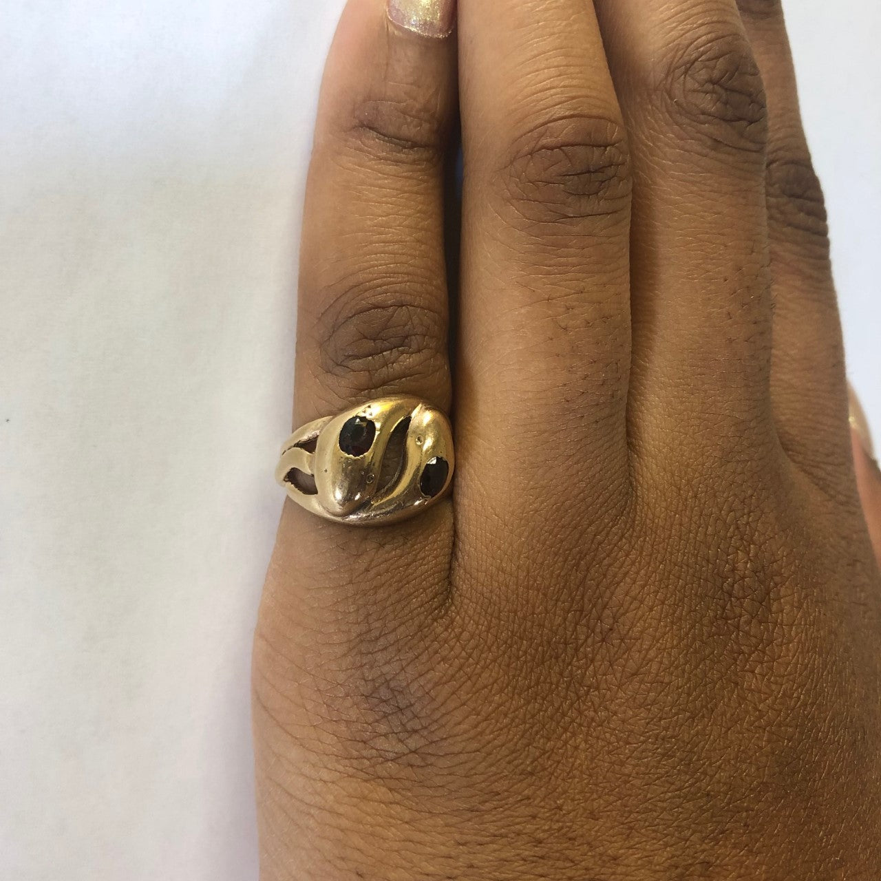Victorian Garnet Serpent Wedding Ring | 0.76ctw | SZ 6.5 |