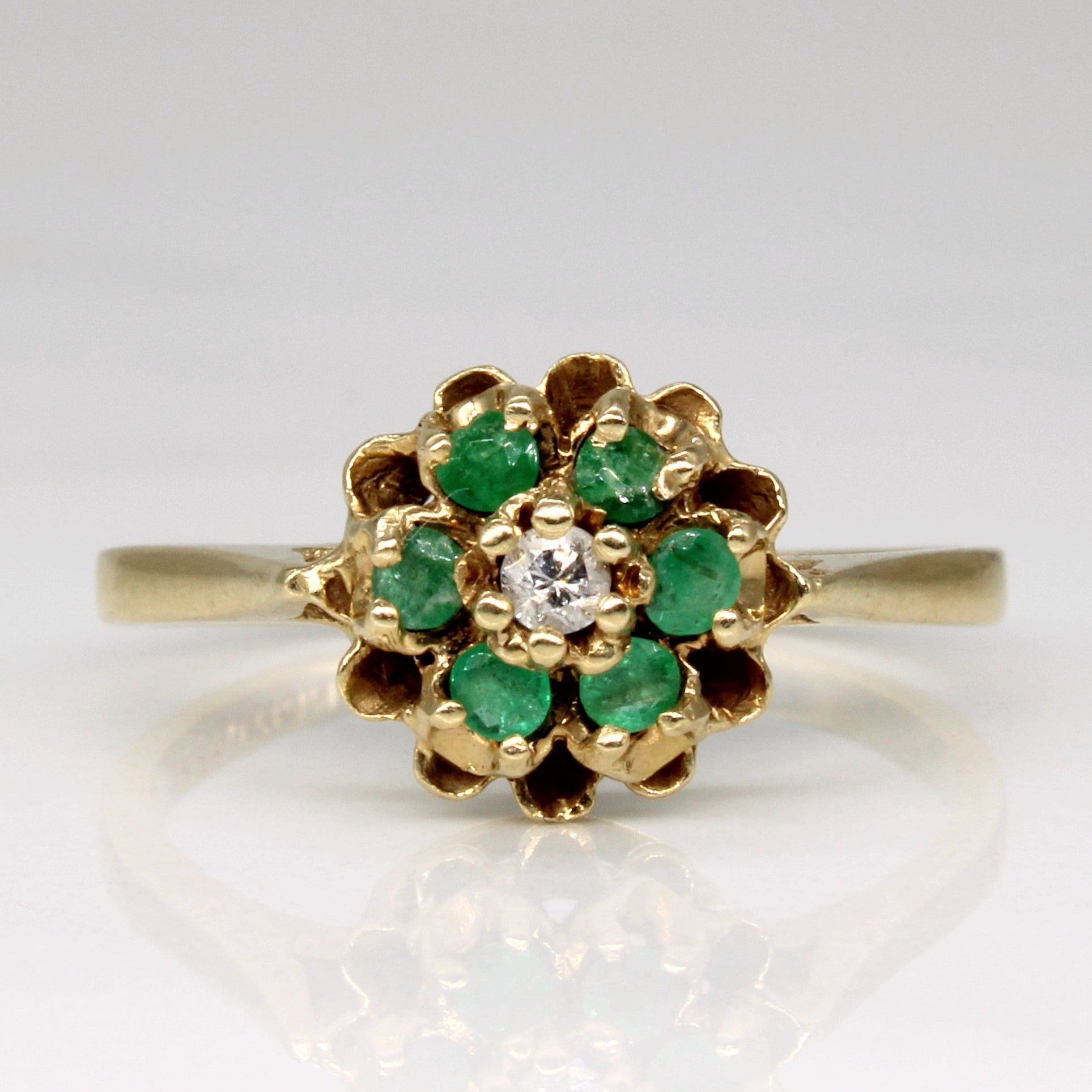 Emerald & Diamond Cluster Ring | 0.24ctw, 0.05ct | SZ 7.75 |