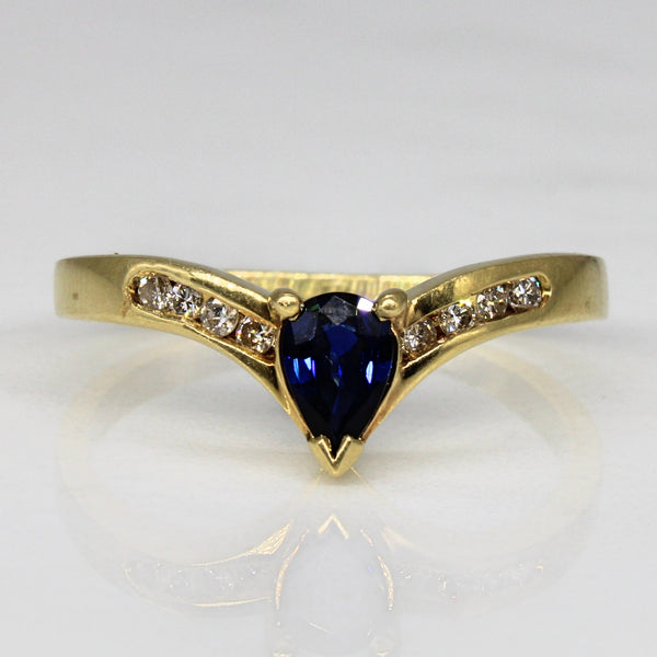 Sapphire & Diamond Chevron Ring | 0.35ct, 0.12ctw | SZ 8.75 |