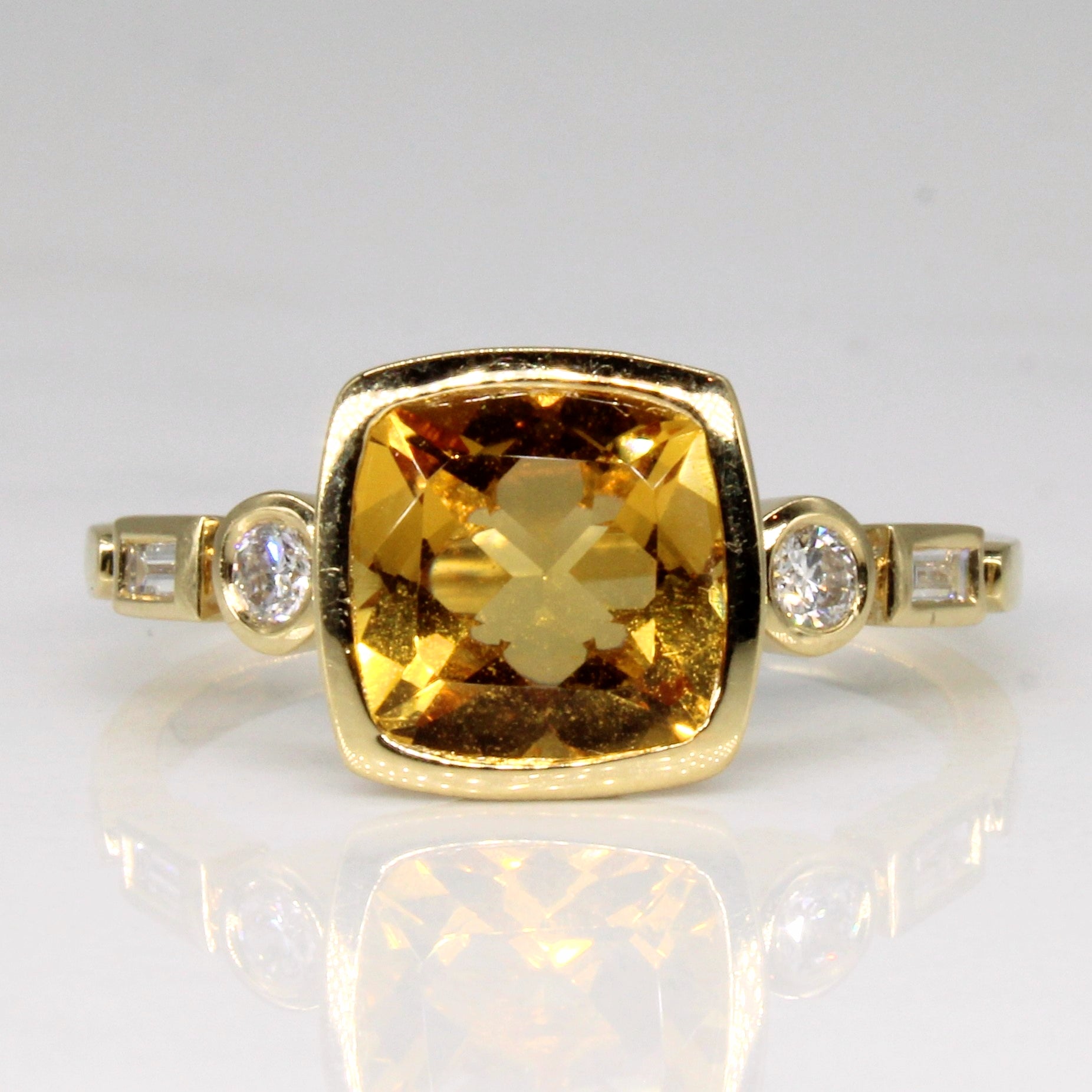 'Effy' Citrine & Diamond Cocktail Ring | 1.50ct, 0.18ctw | SZ 7 |