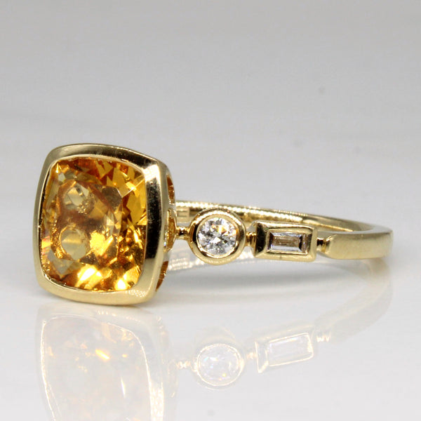 'Effy' Citrine & Diamond Cocktail Ring | 1.50ct, 0.18ctw | SZ 7 |