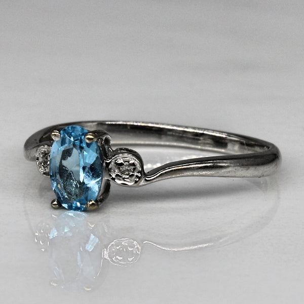 Blue Topaz & Diamond Three Stone Ring | 0.40ct, 0.01ctw | SZ 6 |