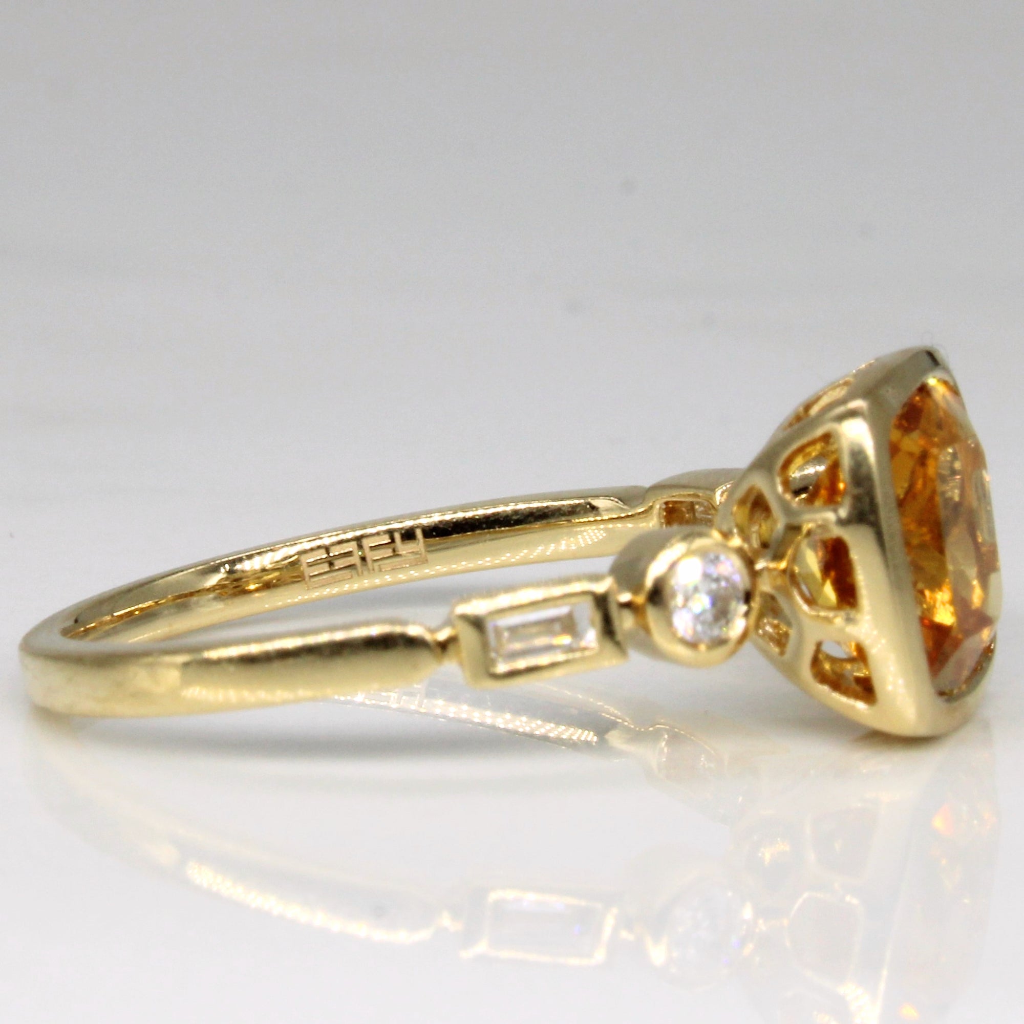 'Effy' Citrine & Diamond Cocktail Ring | 1.50ct, 0.18ctw | SZ 7 |