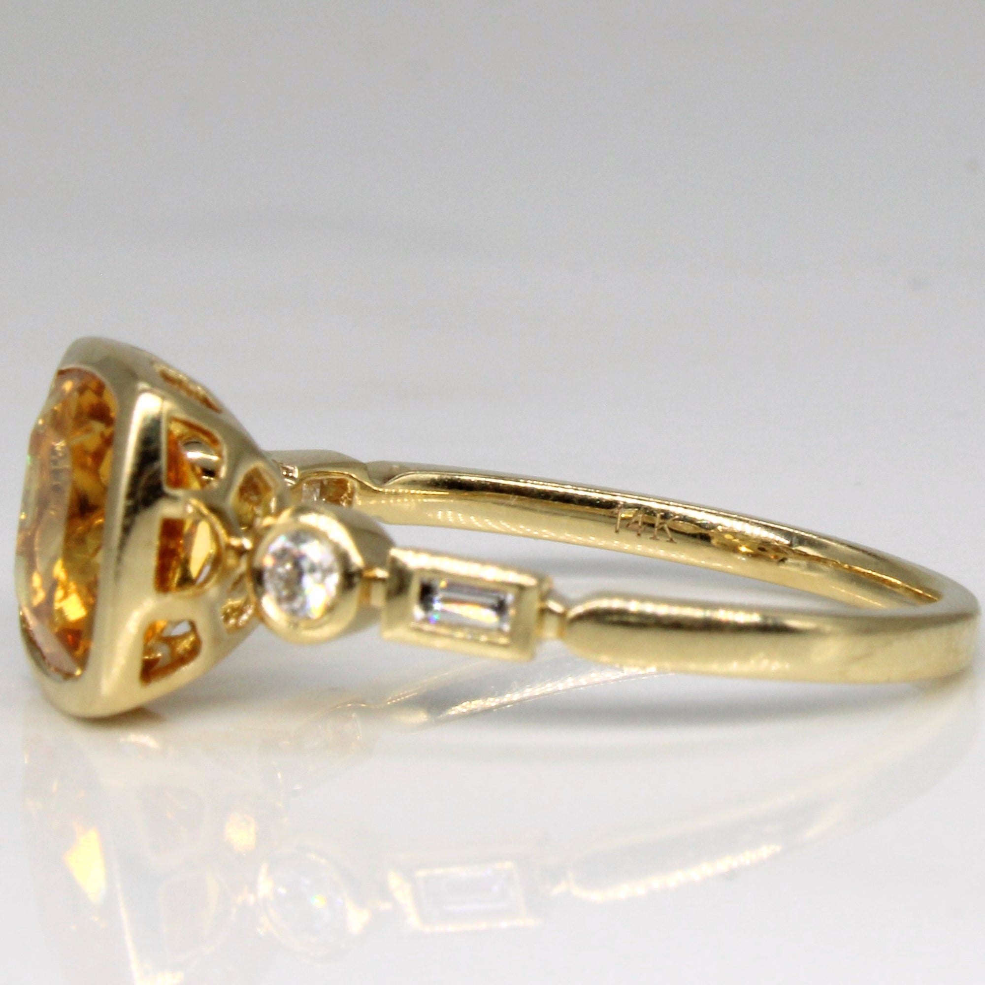 'Effy' Citrine & Diamond Cocktail Ring | 1.50ct, 0.18ctw | SZ 7 |