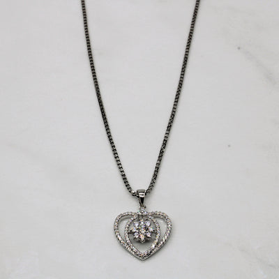 Diamond Cluster Heart Necklace | 0.50ctw | 18