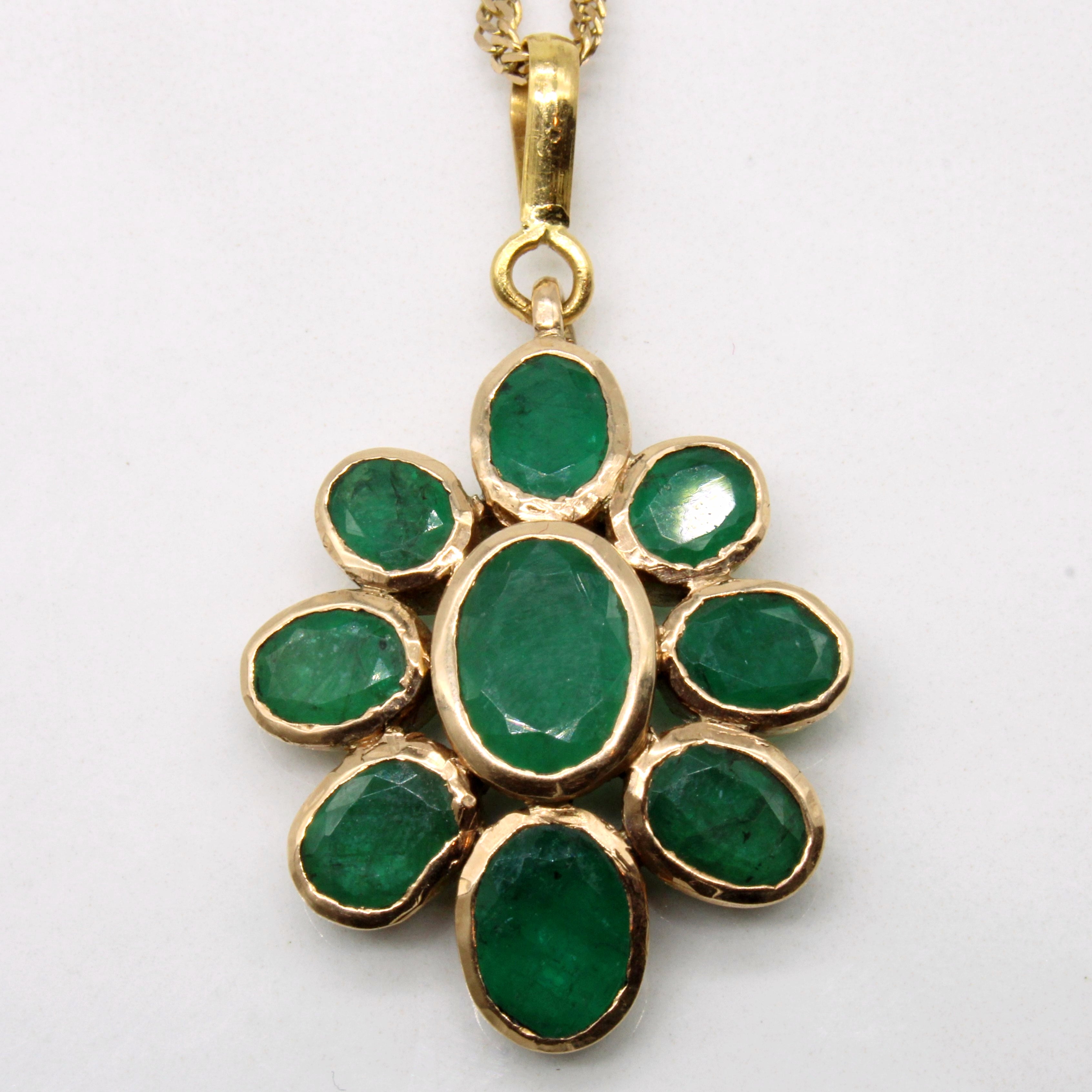 Emerald Floral Necklace | 3.75ctw | 18" |