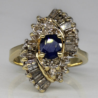 Sapphire & Diamond High Set Cocktail Ring | 0.70ct, 0.70ctw | SZ 5.75 |