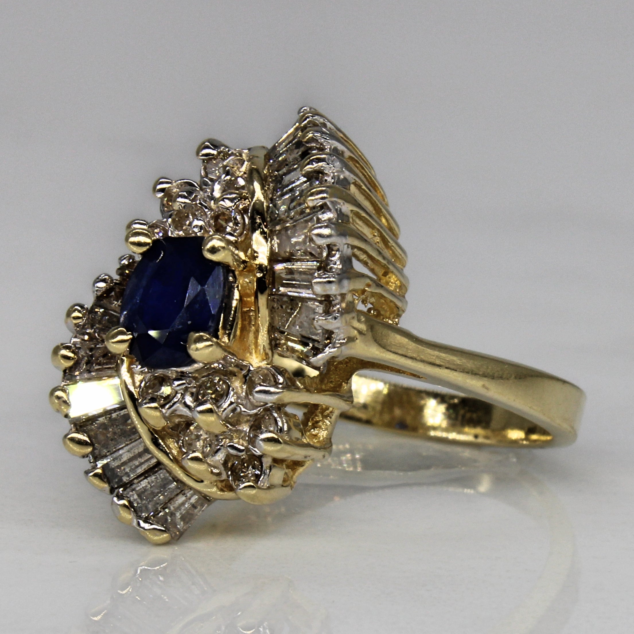 Sapphire & Diamond High Set Cocktail Ring | 0.70ct, 0.70ctw | SZ 5.75 |