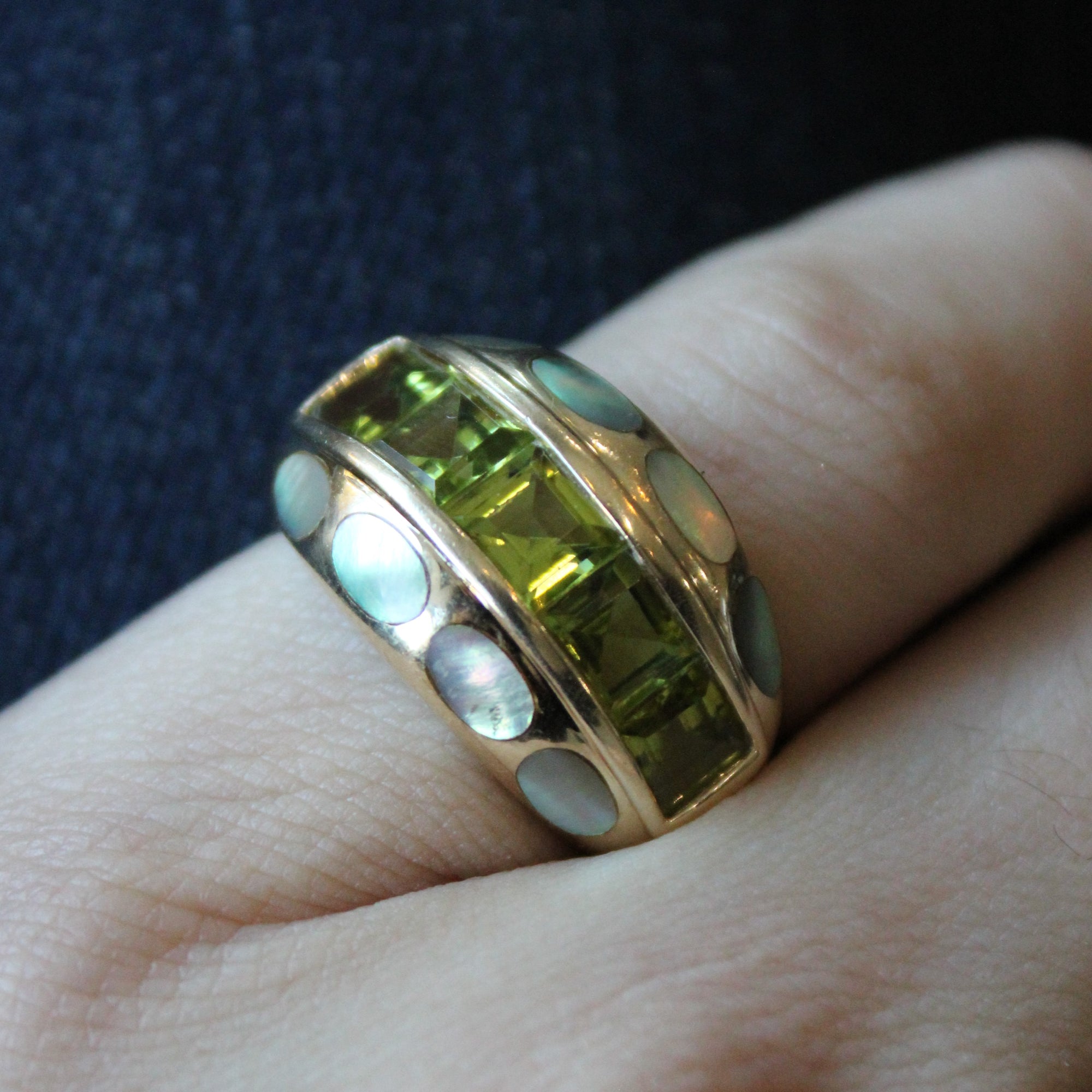 Abalone & Peridot Ring | 3.25ctw, 0.80ctw | SZ 6 |