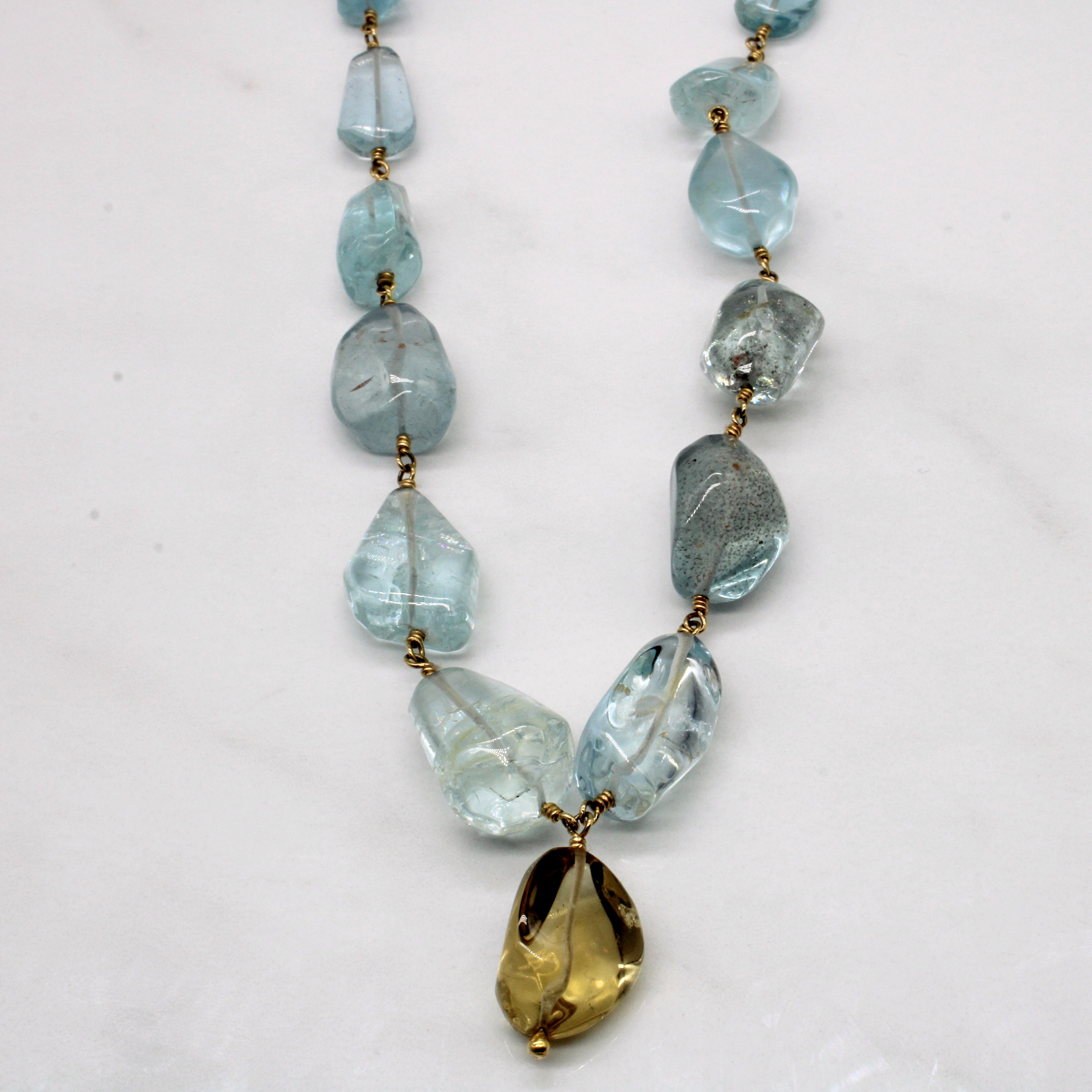 Aquamarine & Citrine Earring & Necklace Set | 135.00ctw, 10.00ctw | 15" |
