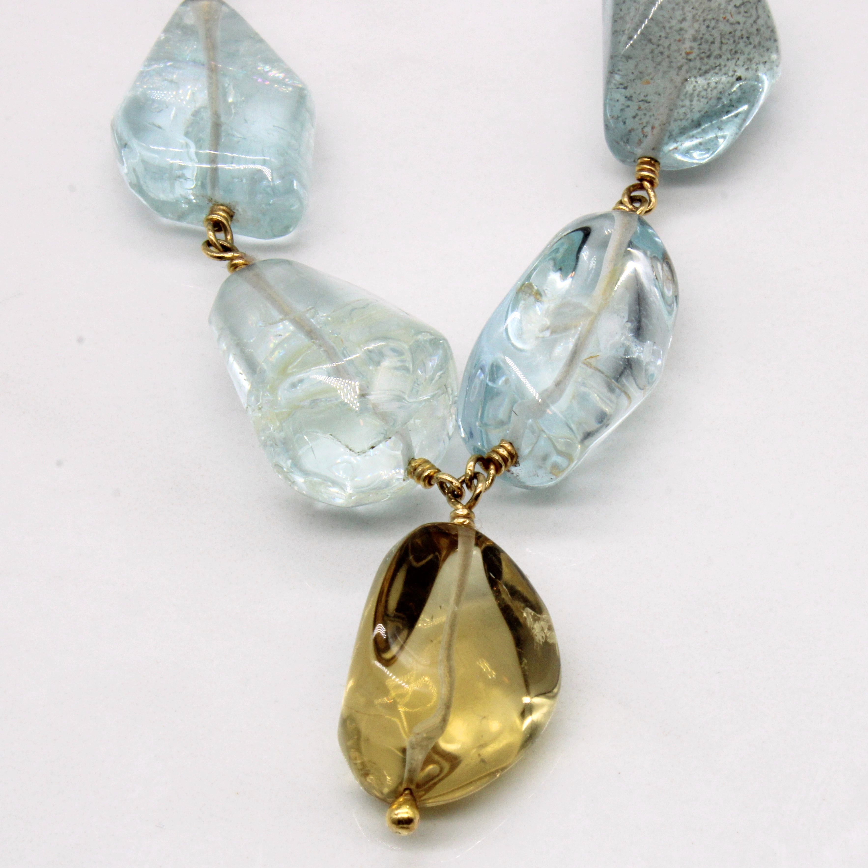 Aquamarine & Citrine Earring & Necklace Set | 135.00ctw, 10.00ctw | 15" |