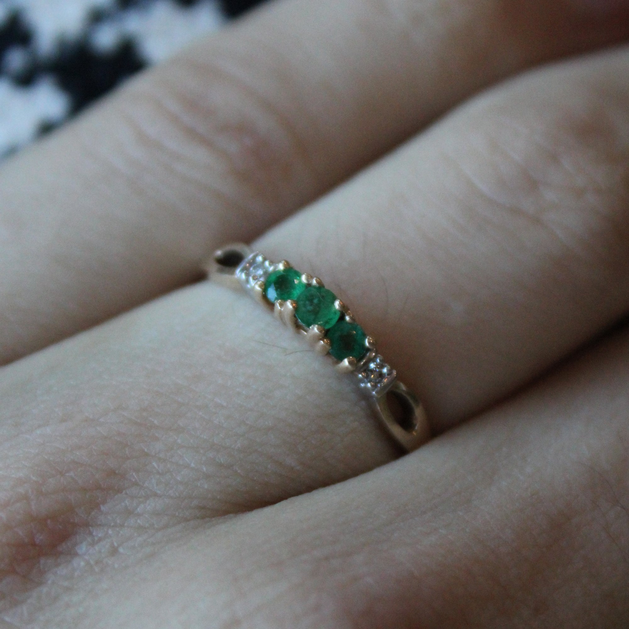 10k Yellow Gold Emerald & Diamond Ring | 0.15ctw, 0.01ctw | SZ 8 |